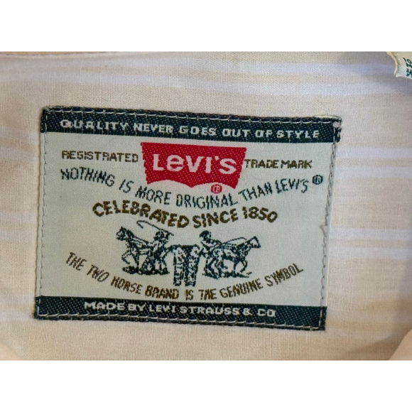 Levi’s Mens Yellow/White Striped Button Up Shirt Long Sleeve 100% Cotton Sz Med - Picture 5 of 10